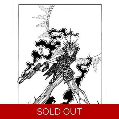 Court punk - Death in the throneroom cover - A4 pen and ink on Bristol board